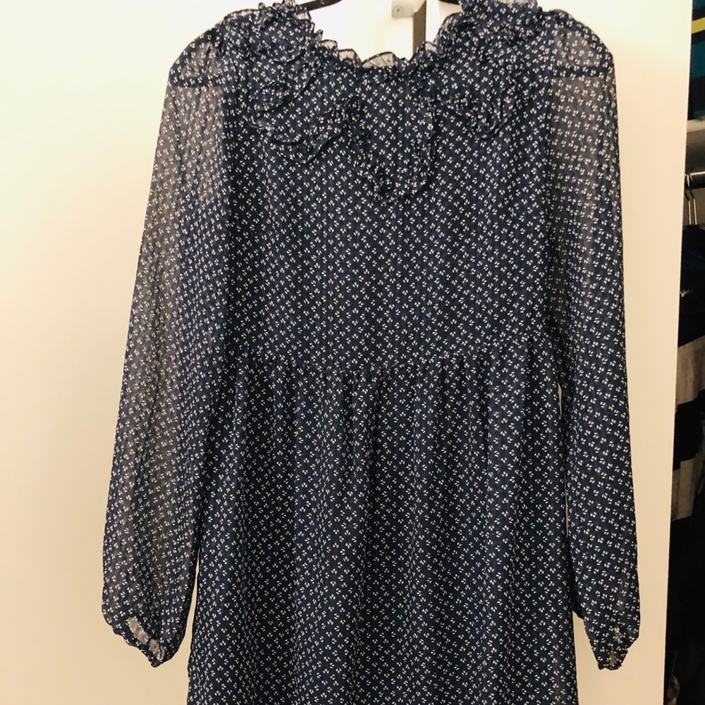 Free People navy floral long sleeve mini dress